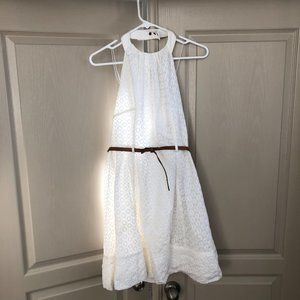 New Directions Belted White Halter Sundress (6)